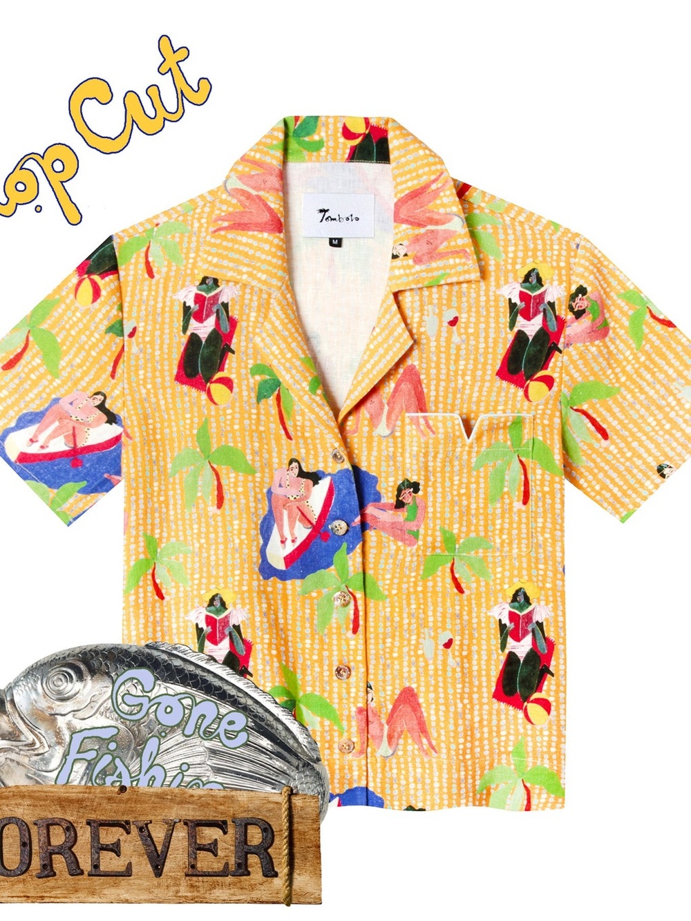 RARE  Ana Leovy x Tombolo Crop Cut (Yellow) shirt, xxs